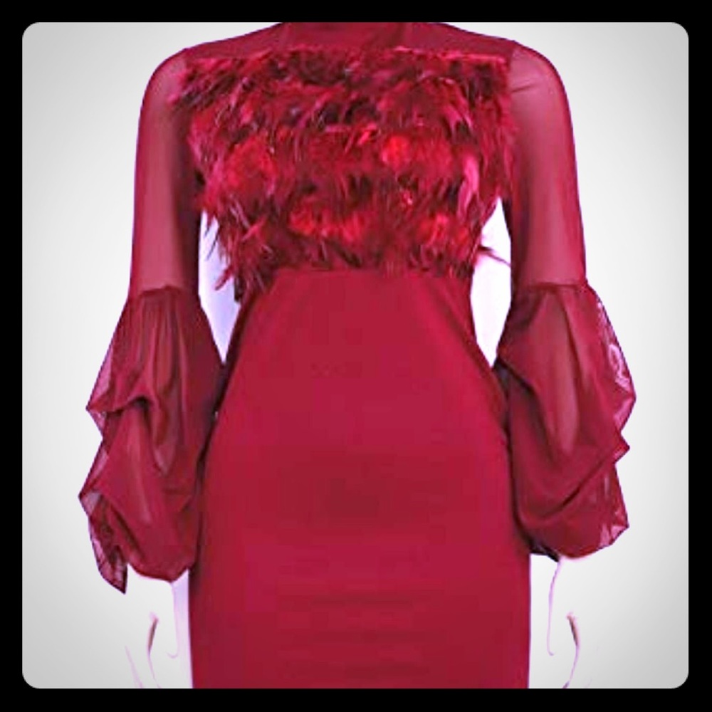 NWT Feather Bodycon Party Cocktail Evening Dress